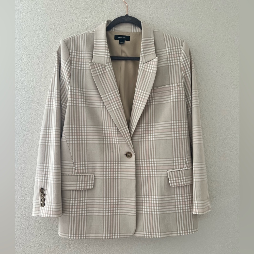 HALOGEN Plaid Single Button Blazer - Women’s Size 14